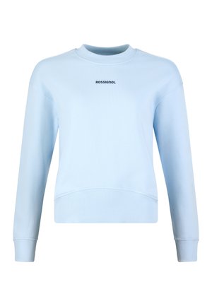 Light blue long-sleeve sweatshirt with ribbed cuffs and hem, featuring "ROSSIGNOL" logo centered on the chest.