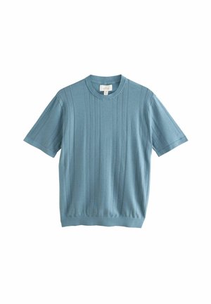 Next REGULAR FIT-SIGNATURE SHORT SLEEVE TEXTURED STRIPE CREW - Trükipildiga T-särk - blue