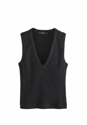 SLEEVELESS TEXTURED V-NECK . - Débardeur - black