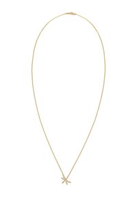 Gouden ketting met een delicate schakel en een stervormige hanger versierd met kleine heldere kristallen, met een gepolijste afwerking.