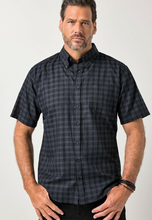 JP1880, HALF-SLEEVE BUTTON-DOWN COLLAR MODERN FIT PLAID SHIRT UP TO SIZE 8 XL - Overhemd - black