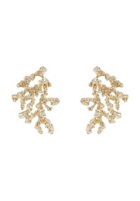 Guldtonade örhängen med en korallinspirerad design som har texturerade grenar och små pärldetaljer. Lätta och intricata i detaljerna.