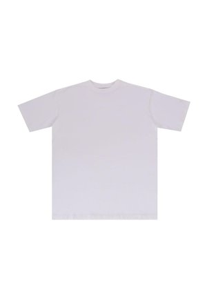 Kortærmet hvid t-shirt i bomuldsstof med rund hals og afslappet pasform, uden synlige logoer eller mønstre.