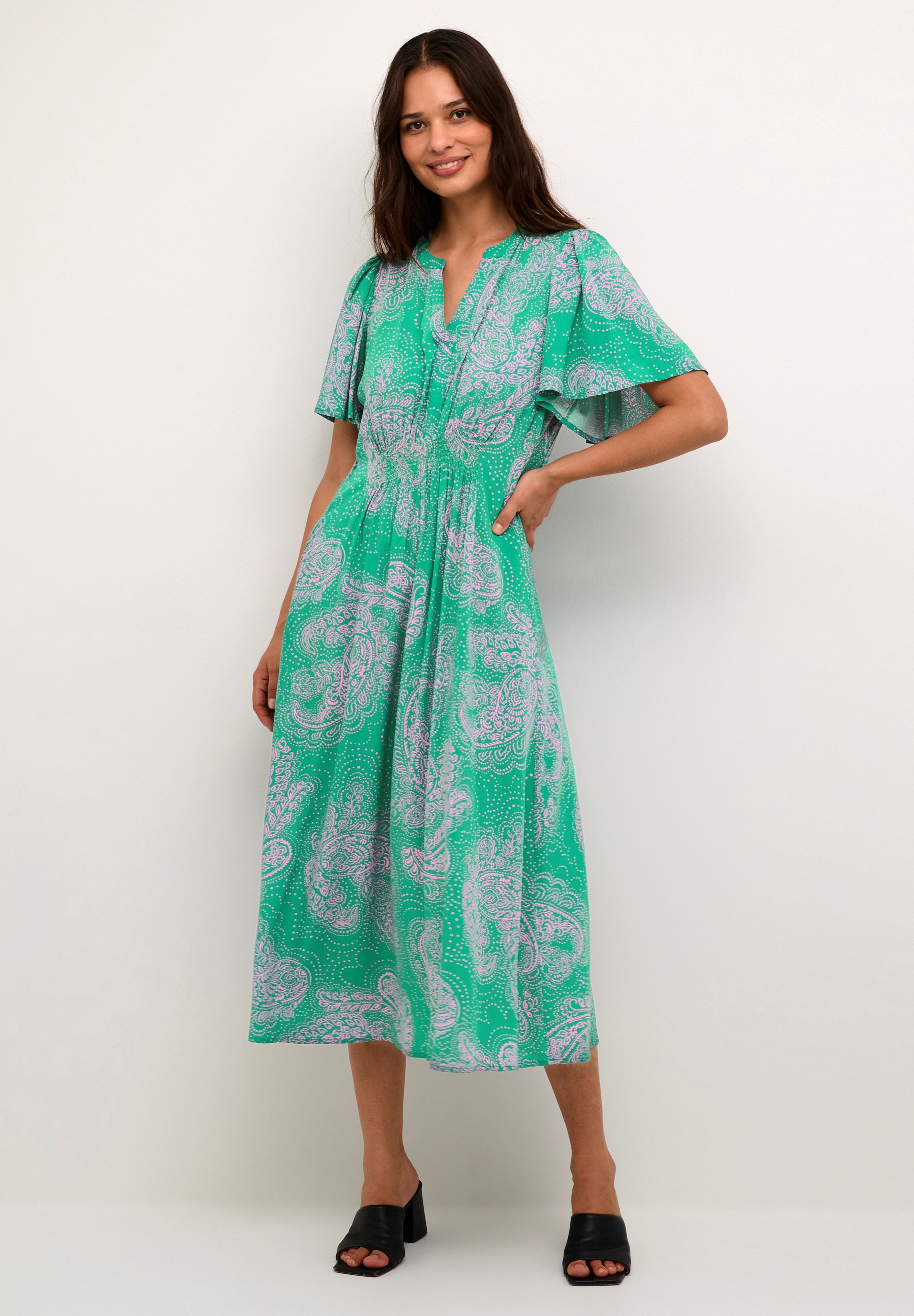 Culture CUPOLLY Vestito Lungo Green Pink Paisley verde Chiaro Culture CUPOLLY Vestito Lungo Green Pink Paisley verde Chiaro