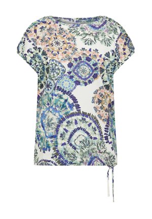 Cecil, KURZARM SHIRT MIT BOAT NECK UND RAFFUNG - T-shirt con stampa - vanilla white