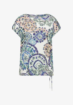 Cecil, KURZARM SHIRT MIT BOAT NECK UND RAFFUNG - T-shirt con stampa - vanilla white