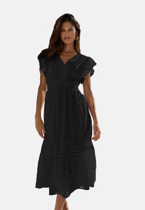 Lipsy, PETITE FIT - BRODERIE FLUTTER SLEEVE MIDI - Hverdagskjole - black