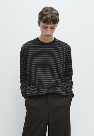 STRIPED LONG SLEEVE - Sweatshirt - mottled dark blue