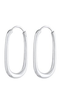 Silberne Creolen in ovaler Form, mit glatter Oberfläche und polierter Ausführung, ausgestattet mit einem sicheren Verschluss. Mit "925" für Sterling-Silber gekennzeichnet.