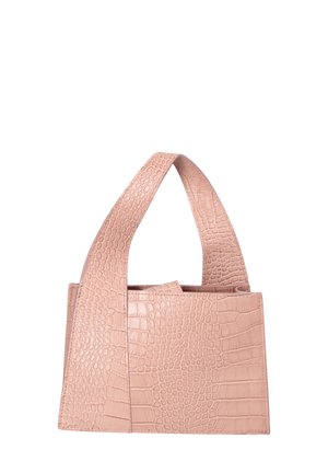 Borsa fucsia con stampa coccodrillo, dalla forma strutturata, dotata di manici corti e superficie liscia, con chiusura magnetica.
