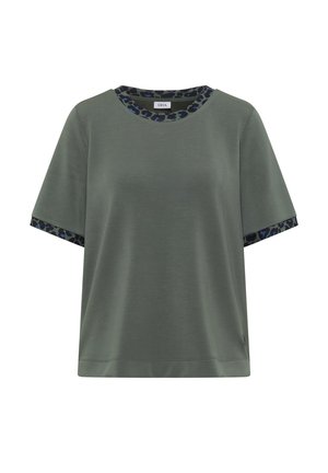 Cecil, T-SHIRT MIT RUNDHALS UND LEO-DETAILS - T-shirts print - dried olive green