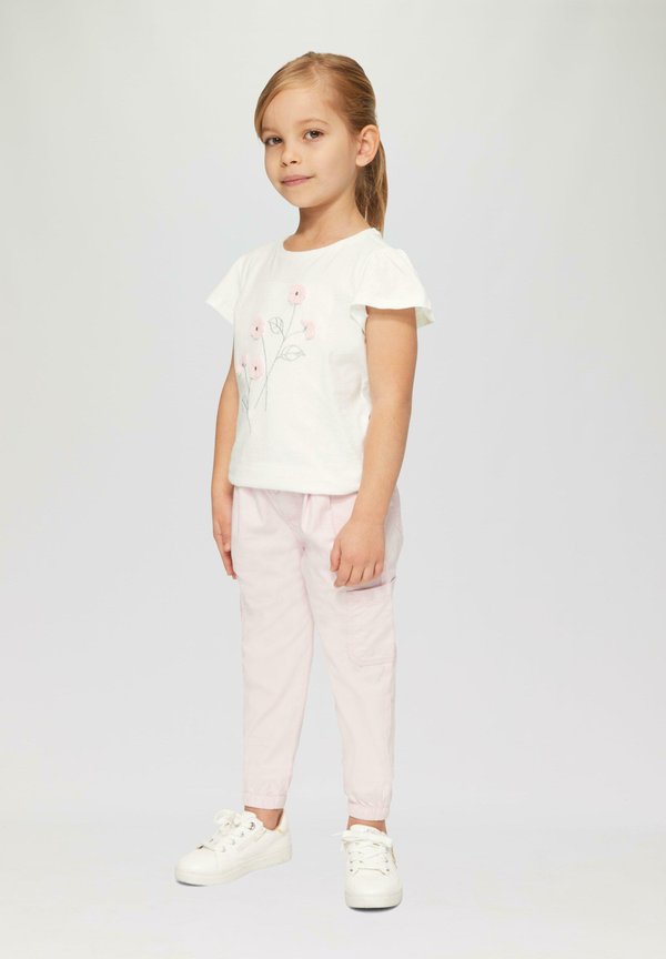 STICKEREI UND BLUMENAPPLIKATION - T-Shirt print - weiß