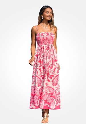 Cupshe, TROPICAL PARADISE MAXI DRESS: VIBRANT FLORAL PRINT BEACH DRESS - Maxikleid - pink