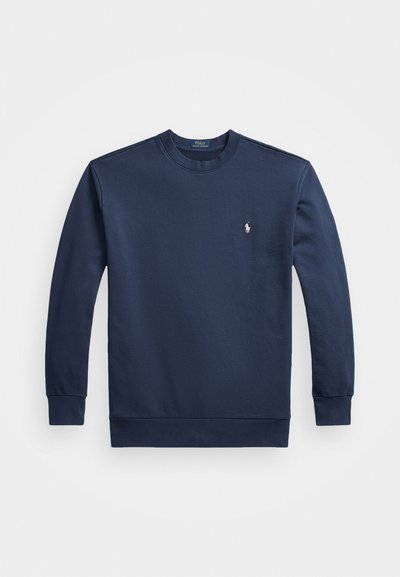 Sweatshirt azul marinho em mistura de algodão com mangas longas, punhos canelados e decote redondo. Apresenta um pequeno logótipo bordado no peito.
