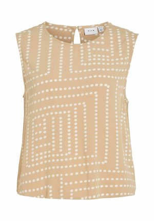 VILA, SLEEVELESS TOP VIFRELLI ROUND NECK - Blouse - travertine