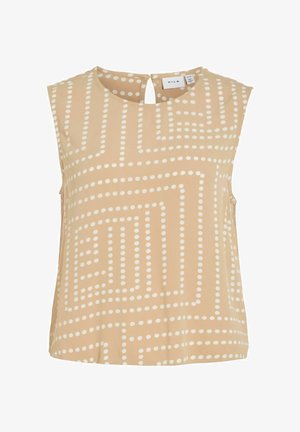 VILA, SLEEVELESS TOP VIFRELLI ROUND NECK - Blouse - travertine