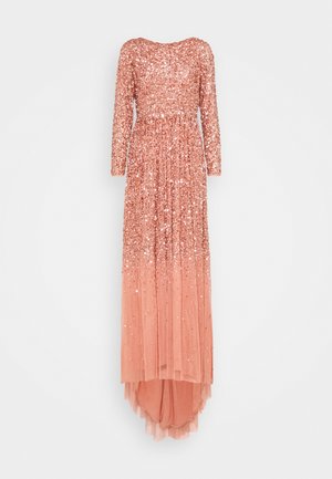 SCOOP BACK EMBELLISHED WITH TRAIN - Occasion wear - burnt amber