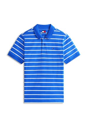 Tommy Jeans, TOMMY FLAG REGULAR FIT STRIPE POLO SHIRT - Polotričko - fizzy blue