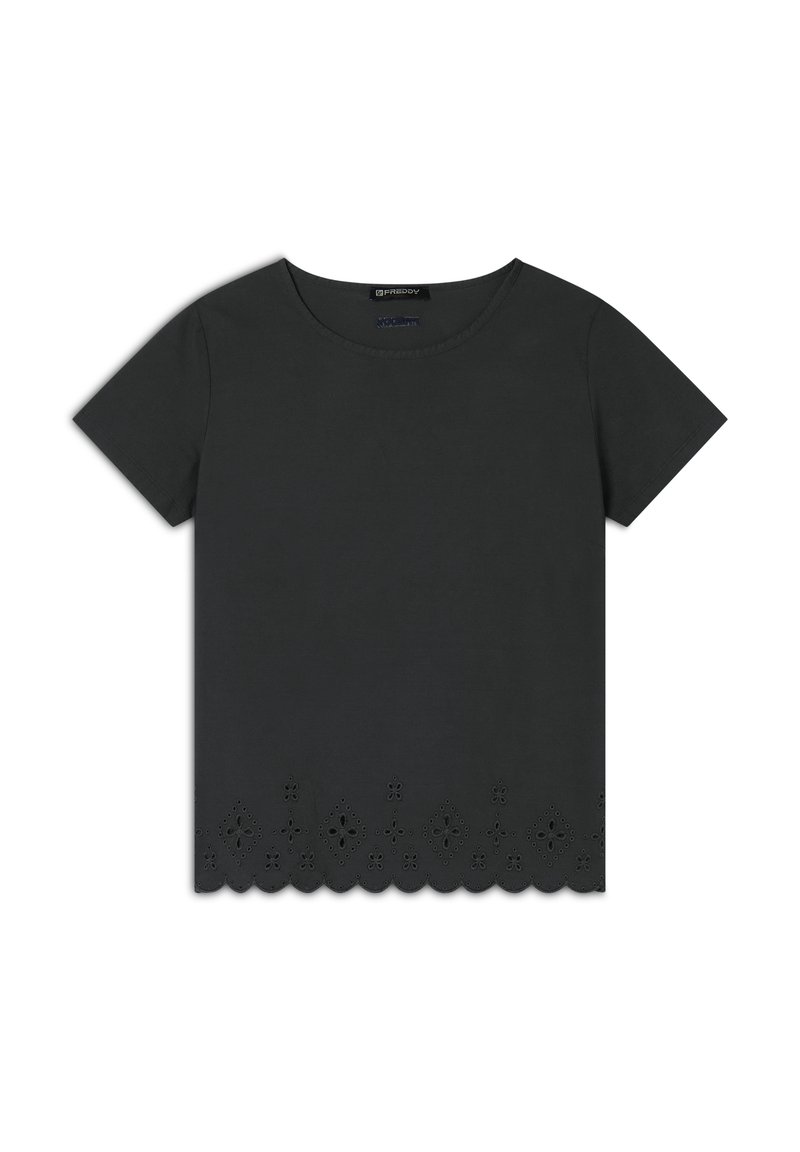 Freddy REGULAR CON RICAMI SANGALLO - Camiseta estampada - black direct dyed