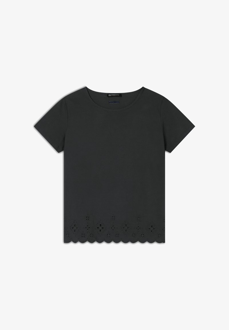 Freddy REGULAR CON RICAMI SANGALLO - Camiseta estampada - black direct dyed