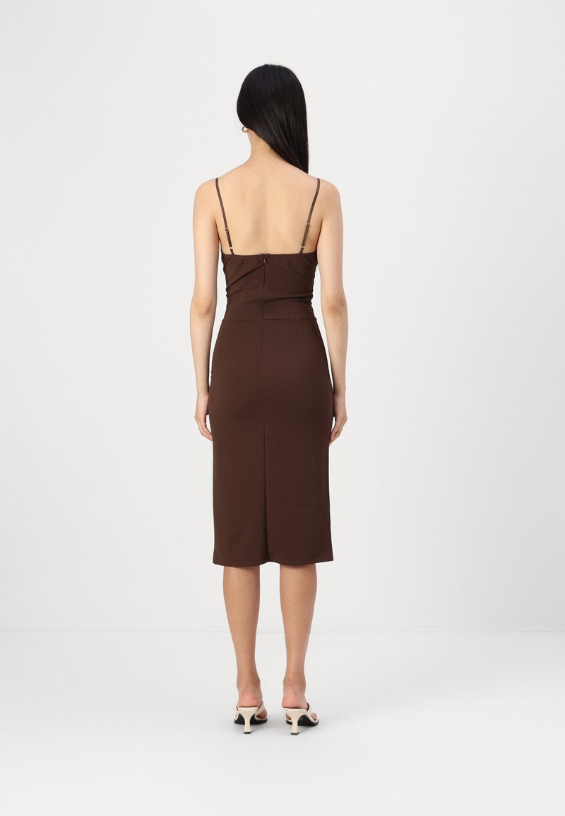 brown mini knit dress Anything But Ordinary Brown Geometric Print Wrap Midi Dress main image 1