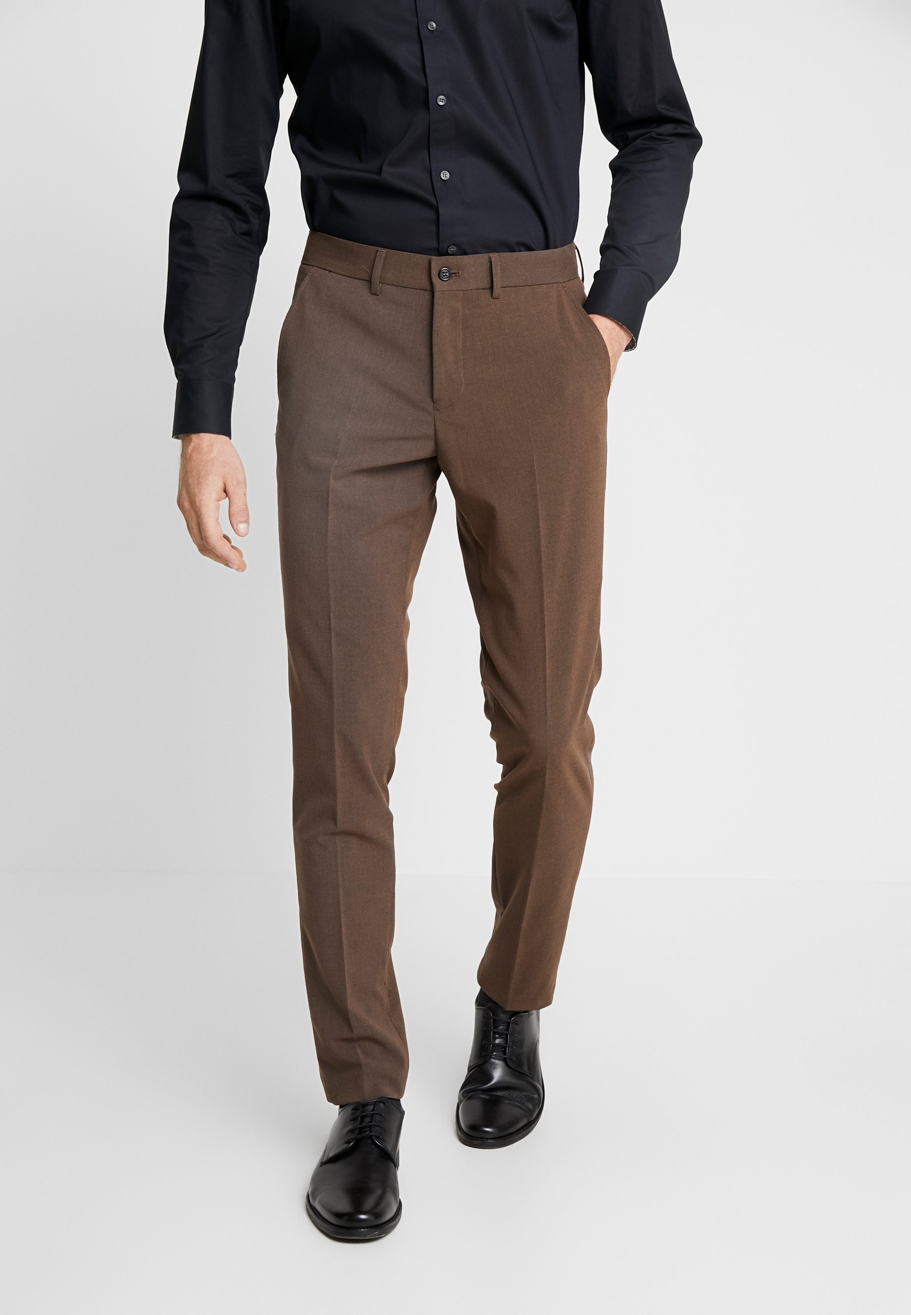 Lindbergh PLAIN MENS SUIT Dress brown melange Zalando.no Lindbergh Dress - brown melange