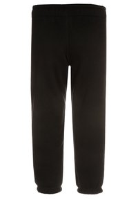 Zwarte sweatpants met een elastische tailleband en boorden, gemaakt van zachte, gestructureerde stof met een rechte pijpdesign.