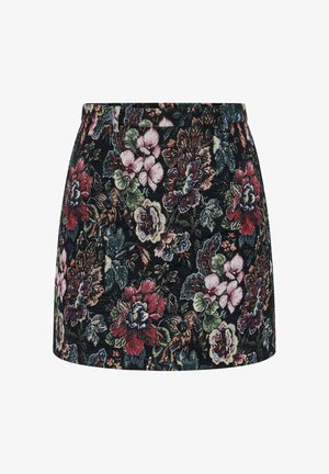 Ulla Popken, FLORAL TAPESTRY PATTERN STRETCH FIT PENCIL SKIRT - A-lijn rok - black