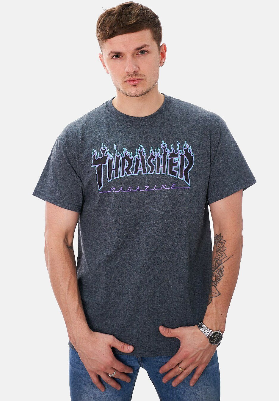 thrasher tee grey