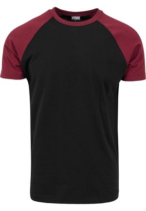 RAGLAN CONTRAST  - Print T-shirt - black/burgundy