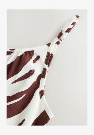 Next REGULAR FIT- TRAPEZE SHAPE RUCHED - Robe en jersey - brown white zebra