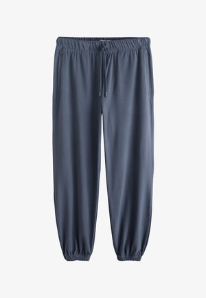 Dunkelgraue Herren-Jogginghose mit elastischem Bund, Kordelzug, Seitentaschen und elastischen Bündchen.