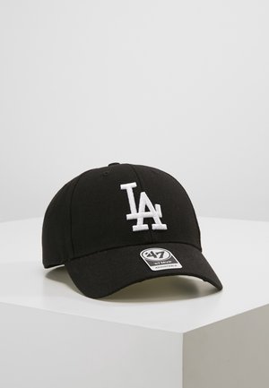 Casquette de baseball noire réglable avec logo blanc "LA" brodé à l'avant et autocollant "47 MVP" sur la visière.