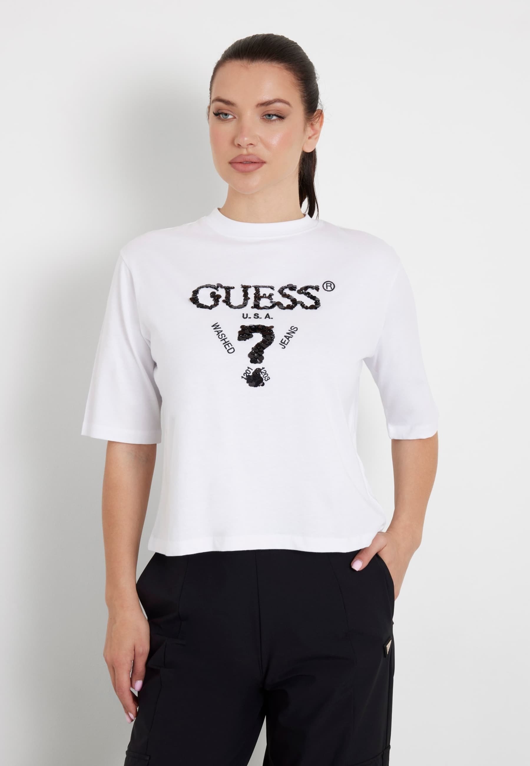 Guess Maglietta da Uomo a Maniche Corte Movie Girl
