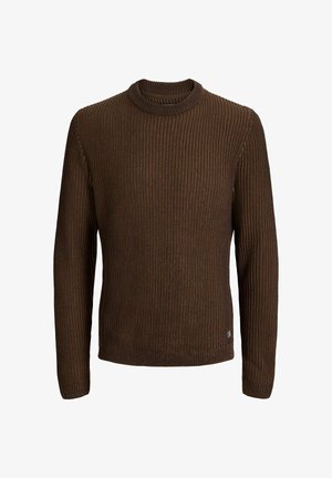 Jack & Jones, JJEDOVER KNIT CREW NECK SN - Striktrøje - cocoa