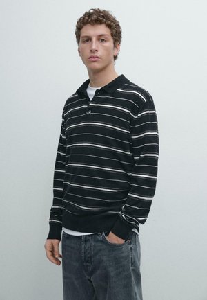 STRIPED POLO SWEATER - Maglione - dark blue