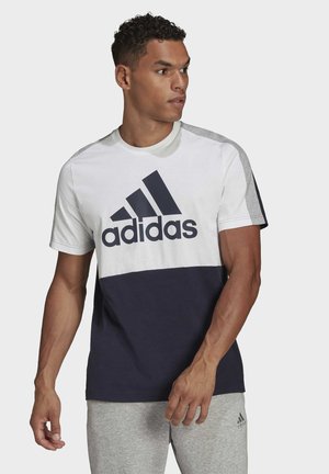 ESSENTIALS COLORBLOCK - T-shirt con stampa - white/blue