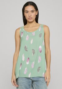 Cloud 5ive MUSSELIN MIT HÄKELEINSATZ HINTEN FEDER AOP - Topper - aqua green