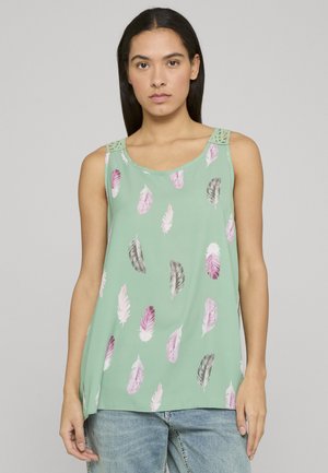 MUSSELIN MIT HÄKELEINSATZ HINTEN FEDER AOP - Top - aqua green