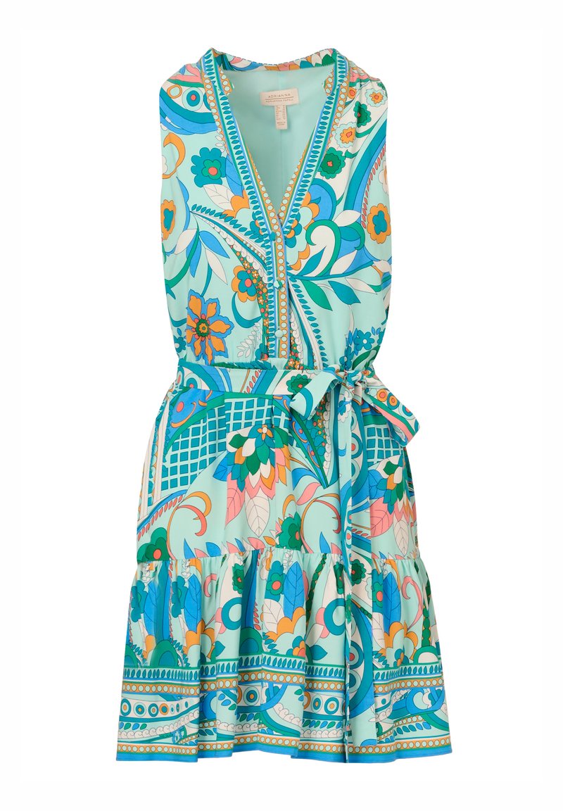 adrianna papell printed shirt dress Adrianna Papell Abstract Print Shirt Dress With Bell Sleeves