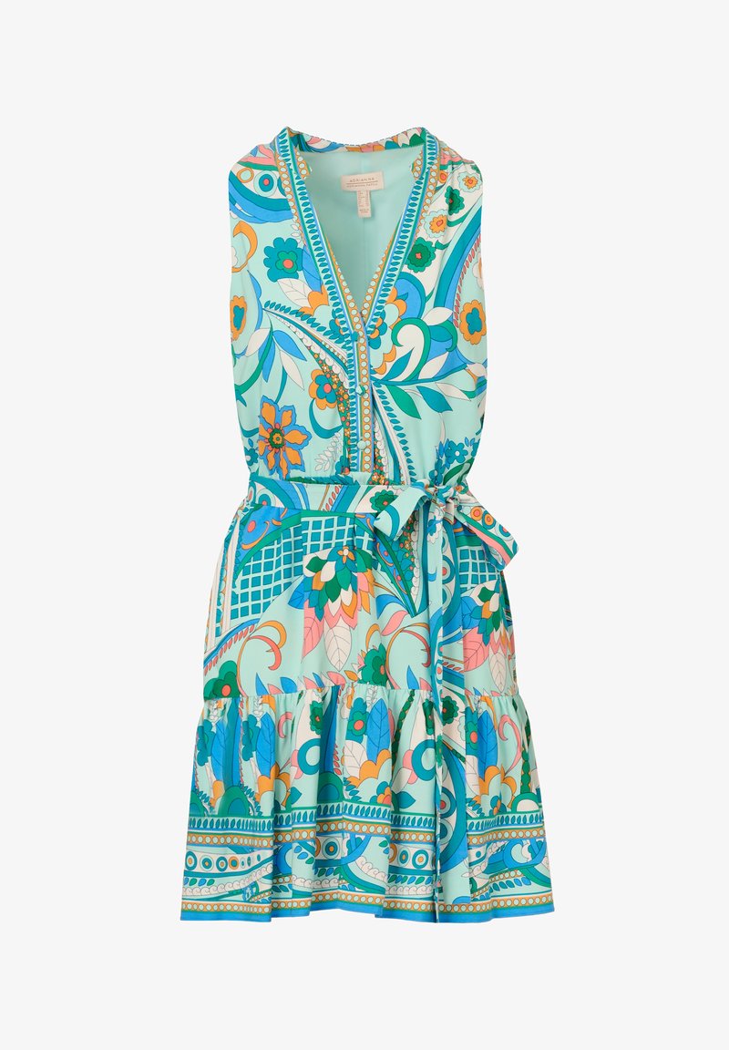 adrianna papell printed shirt dress Adrianna Papell Abstract Print Shirt Dress With Bell Sleeves