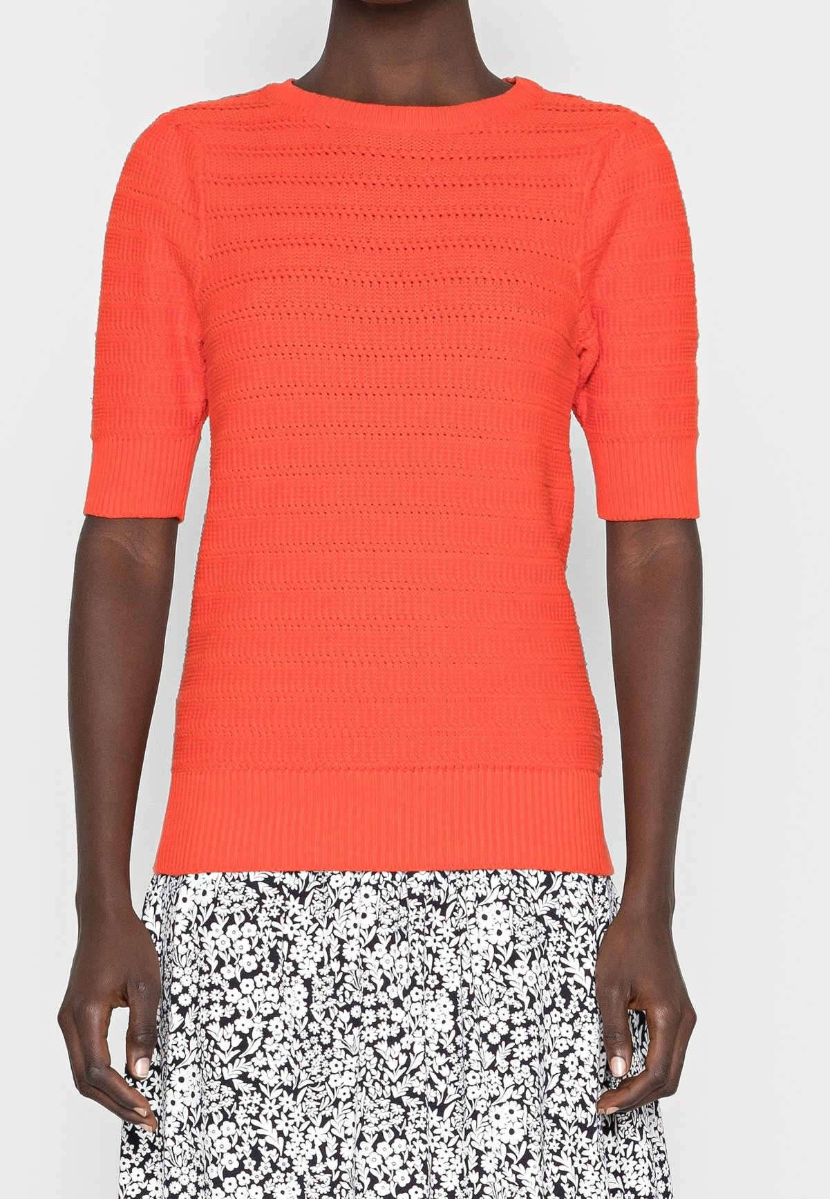 Jupe Midi Florale Viscose Ecovero Rouge Et Orange - Elizette Aubepine - Des Petits Hauts