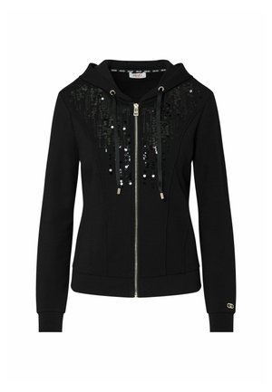 LIU JO, LIU JO HOODIE WITH SEQUINS - Sweat zippé - black