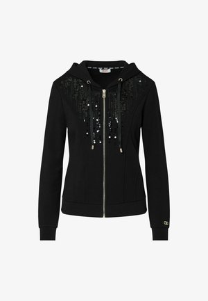 LIU JO, LIU JO HOODIE WITH SEQUINS - Sweat zippé - black