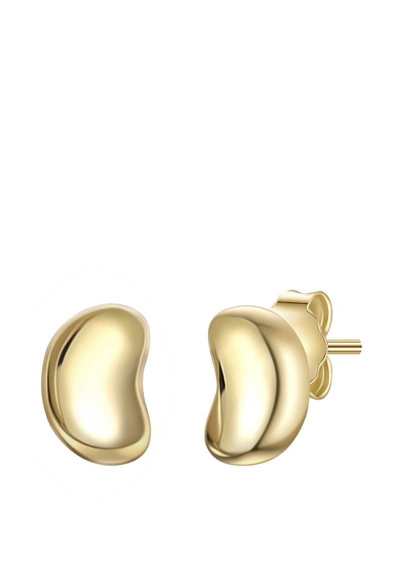 Zelta tonis, pupiņveida auskari ar gludu, atstarojošu virsmu. Minimalistisks dizains ar pēdu aizdari.