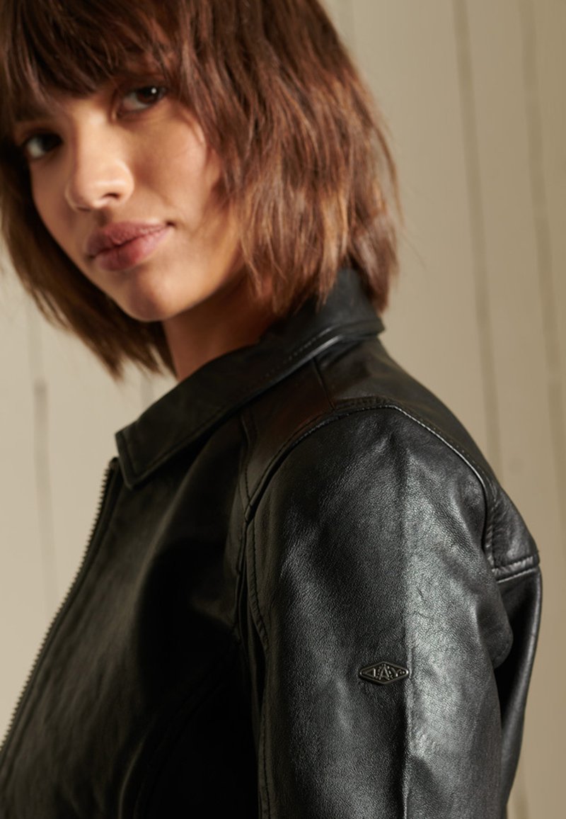Damen Leichte Jacken | Superdry Lederjacke black dip/schwarz - FG12104 Damen Leichte Jacken | Superdry Lederjacke black dip/schwarz - FG12104