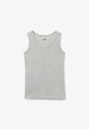 Camiseta sin mangas de algodón de color gris claro con cuello redondo para niños, talla 6-7 años.