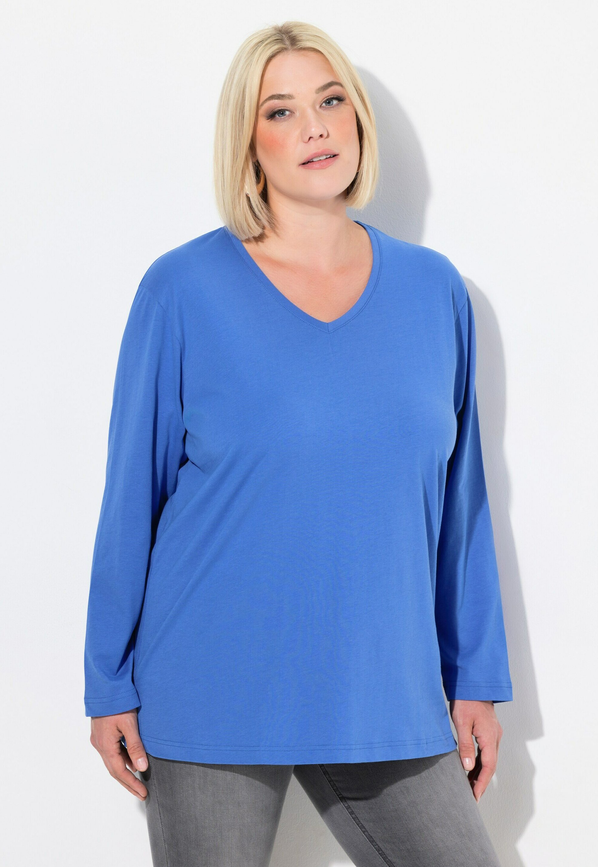 Top Manches Longues Ulla Popken T-shirt Manches Longues Ulla Popken - Basique Col V Coupe Décontractée Tee Shirt Femme Xxl