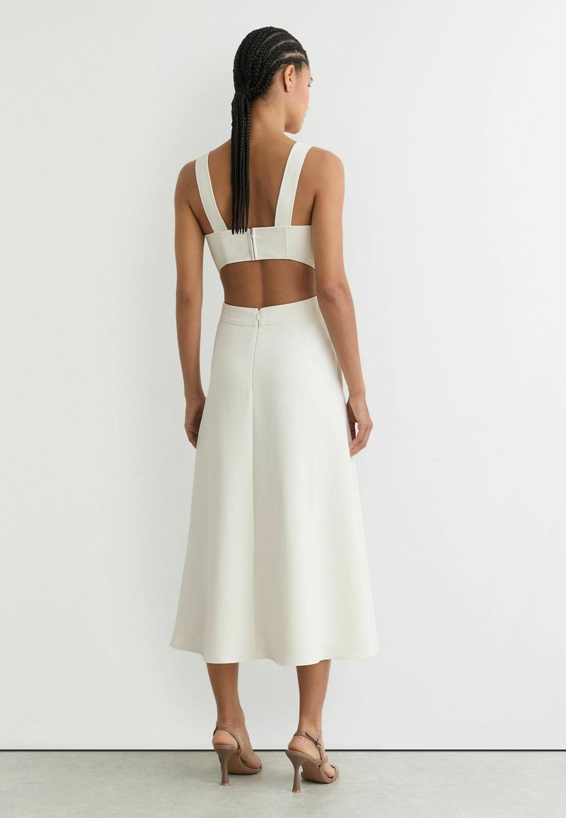 Reiss REGULAR FIT - WAISTED CUT-OUT TWILL MIDI - Day dress - ivory/white -  Zalando