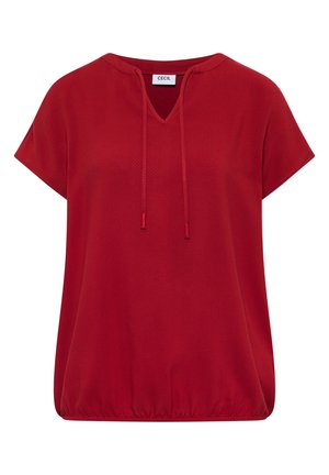 Cecil, KURZARM BLUSE MIT STRUKTURMIX - T-shirt basique - tamarillo red